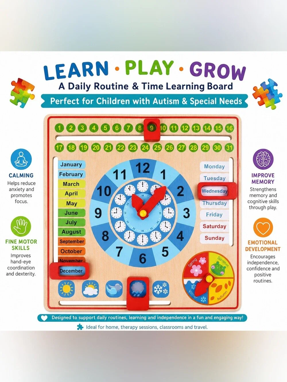 ASD Autism Aspergers Syndrome Spectrum ABA Therapy Sensory Learning Calendar Fun